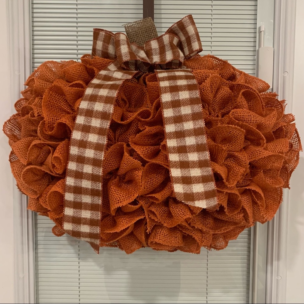 Burlap Pumpkin Wreath Handmade